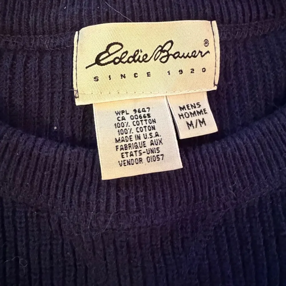 Eddie Bauer Men’s Vintage Y2K Navy Sweater Size Medium - Picture 5 of 5